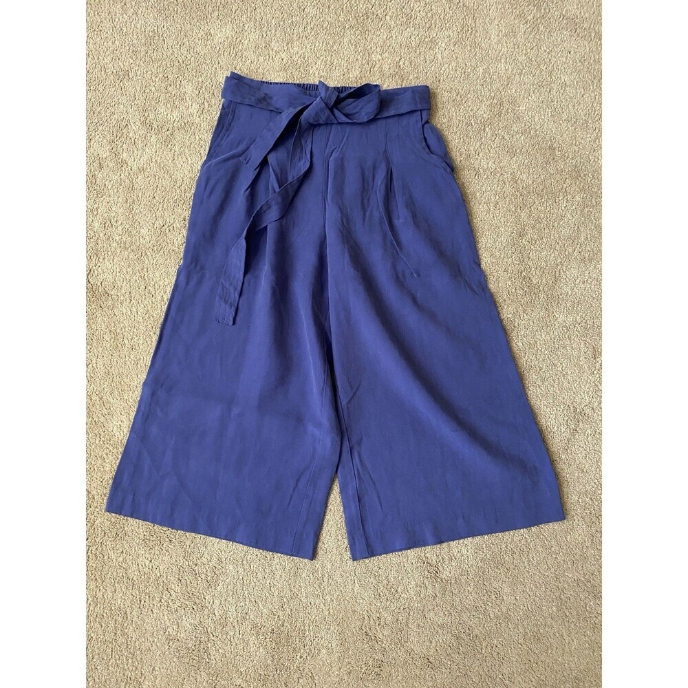 BCBGMAXAZRIA Wide Leg Crop Royal Blue Culottes Pants Lyocell Women’s Size XS